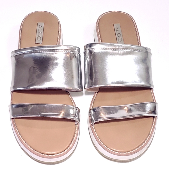 ALDO Silver Double Strap Sandals - Picture 3 of 8